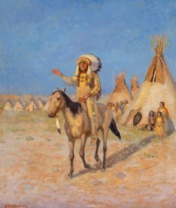 Sitting Bull Haranguing the Sioux Village by Edwin Willard Deming, 1889