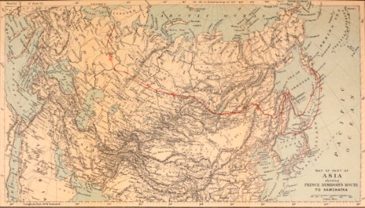 DEMIDOV(1904) p343 MAP OF THE ROUTE TO KAMCHATKA (14759544086)