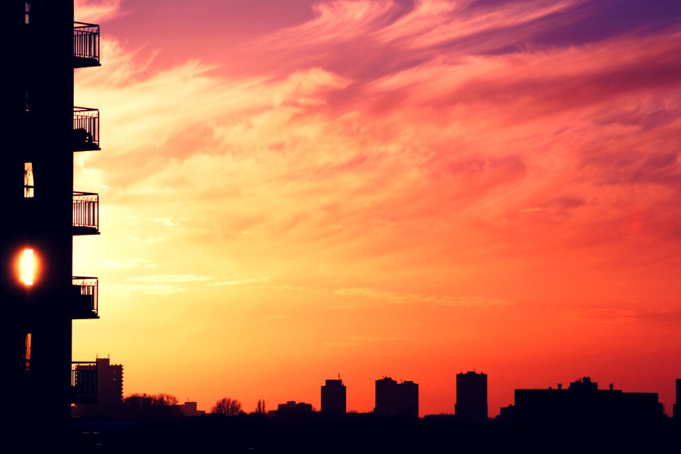 Sunset silhouette skyline
