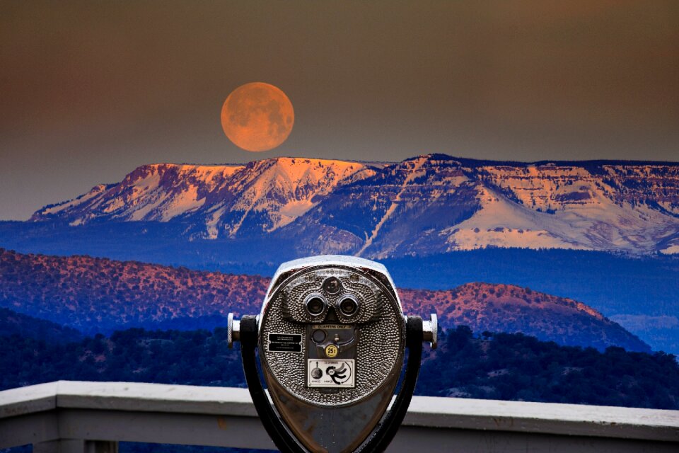 Lookout coins telescope distant view