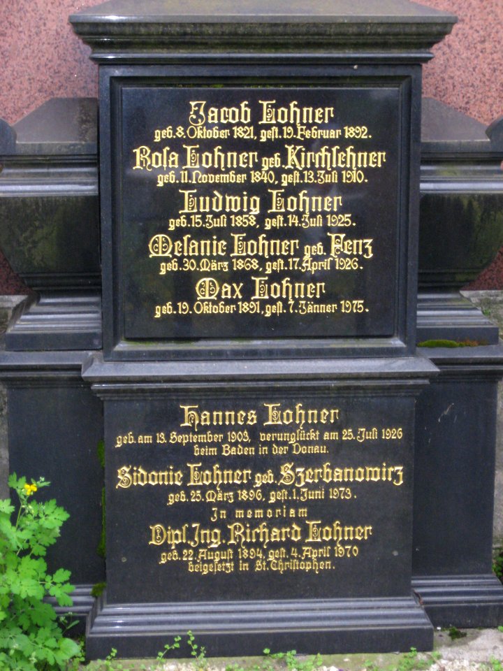 Grabstätte Familie Jacob Lohner - Pötzleinsdorfer Friedhof - Detail