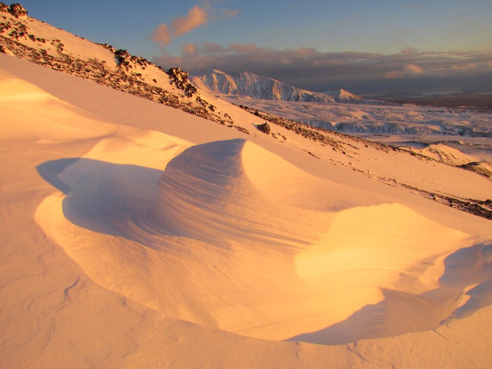 Snow silt sastrugi