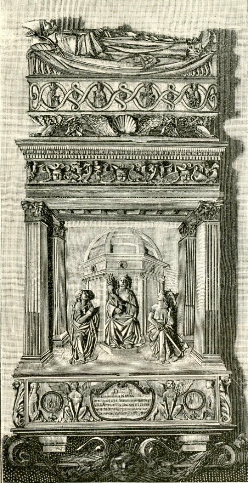 Basilica di San Petronio monumento a Cesare Naccio vescovo di Amelia xilografia