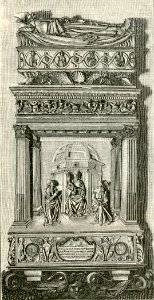 Basilica di San Petronio monumento a Cesare Naccio vescovo di Amelia xilografia