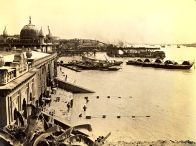 Bathing ghat on the Hooghly river in 1945