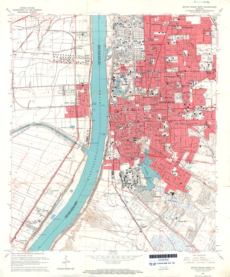 Baton Rouge Port Allen Map Louisiana 1963