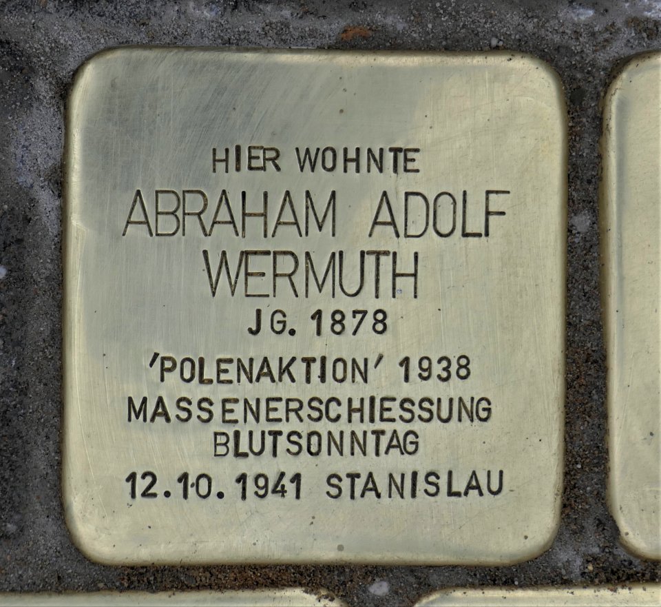 Stolperstein für Abraham Adolf Wermuth, Andreas-Schubert-Straße-Strehlener Straße, Dresden