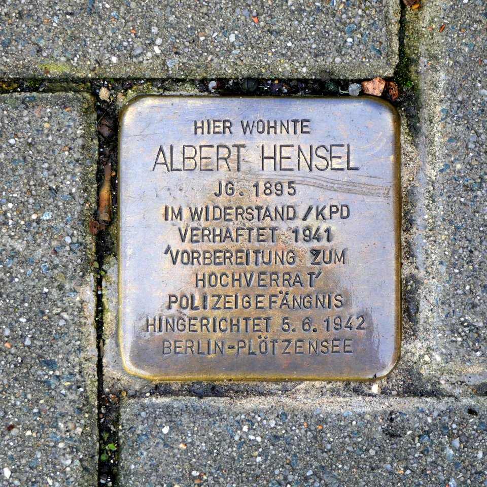 Stolperstein für Albert Hensel, Volkersdorfer Strasse 3, Dresden (1)