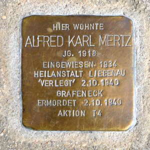 Stolperstein für Alfred Karl Mertz, Duisburger Strasse 46, Bad Cannstatt, Stuttgart