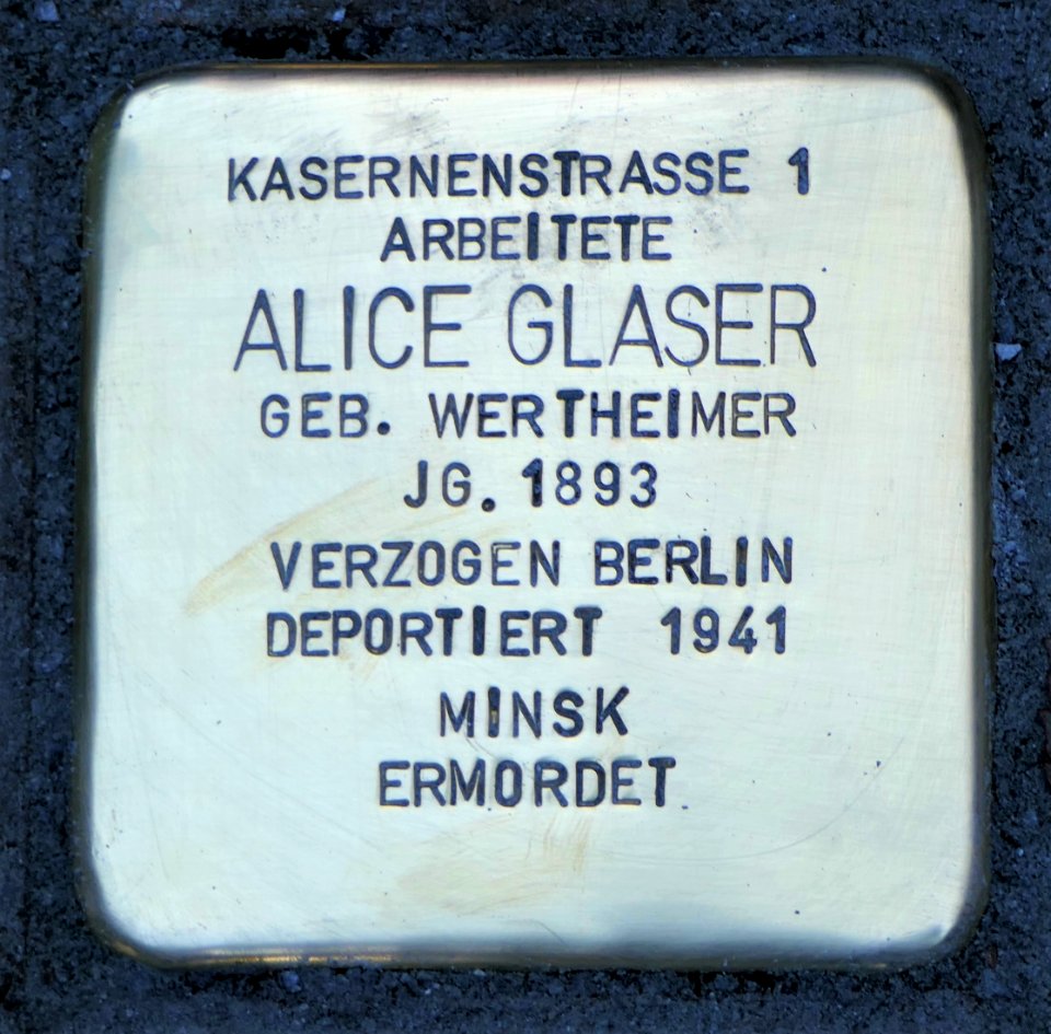 Stolperstein für Alice Glaser, Clara-Zetkin-Straße 1, Chemnitz (1)