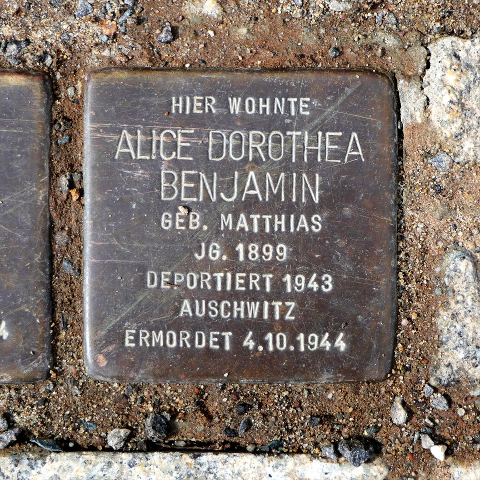 Stolperstein für Alice Dorothea Benjamin, Hohe Strasse 9, Chemnitz
