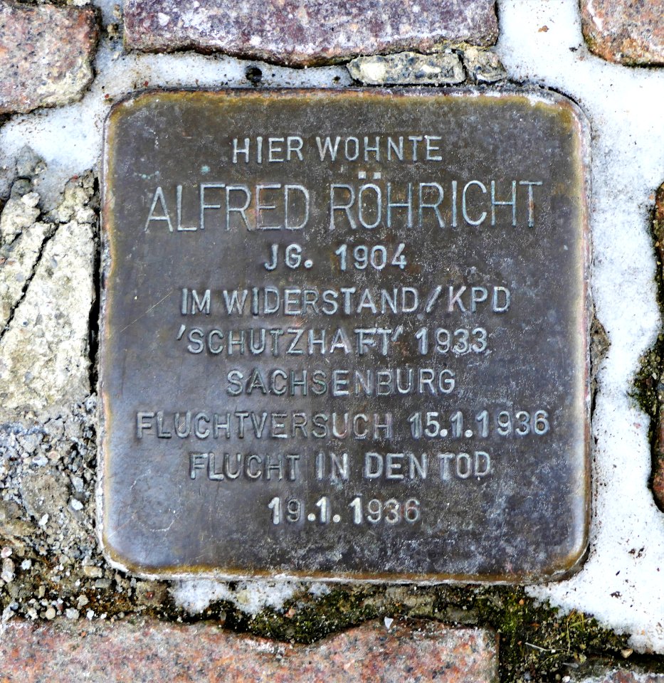 Stolperstein für Alfred Röhricht, Kirchberg 1, Mittweida