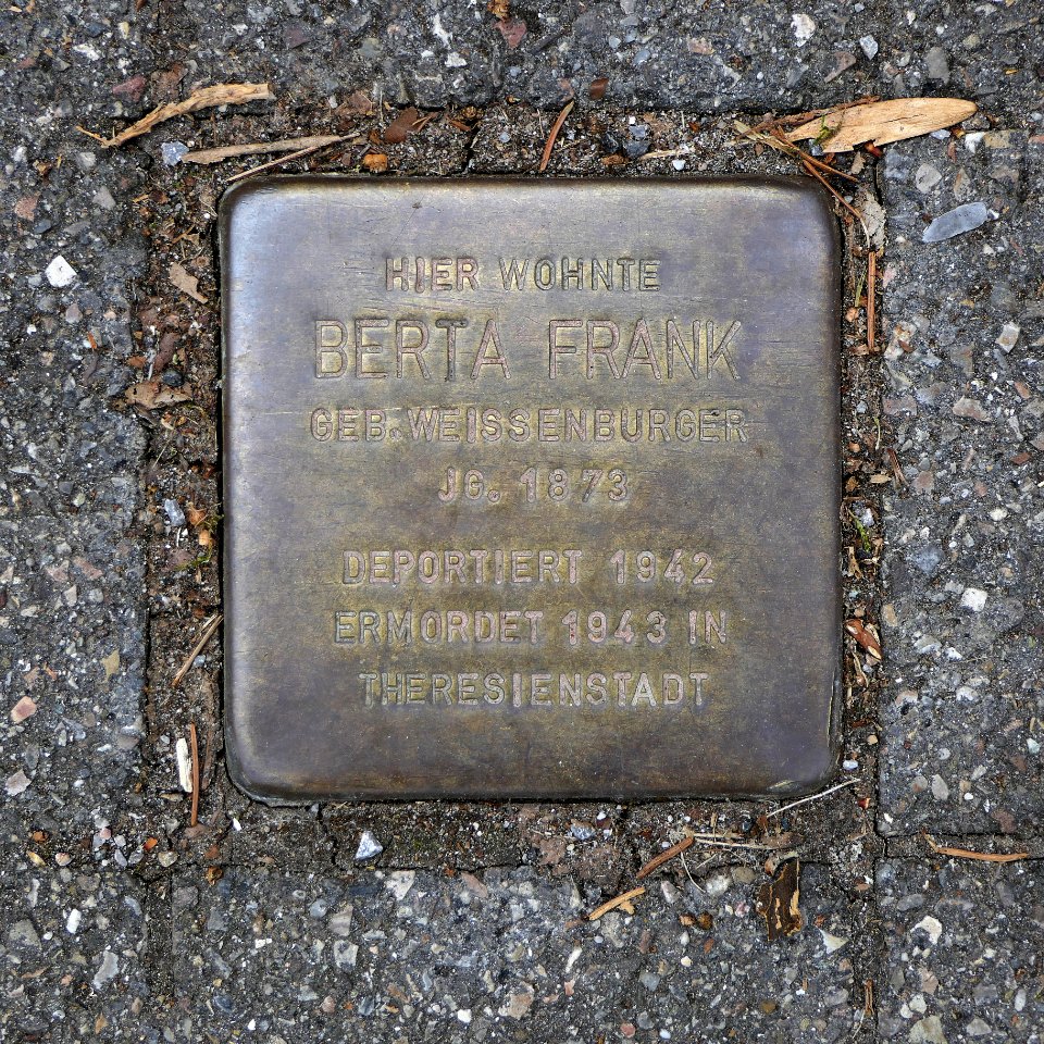 Stolperstein für Berta Frank Königsträßle 34, Degerloch, Stuttgart