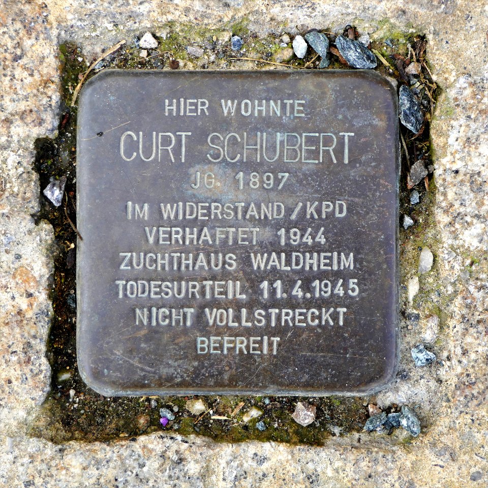 Stolperstein für Curt Schubert, Münchner Strasse 31, Chemnitz (2)