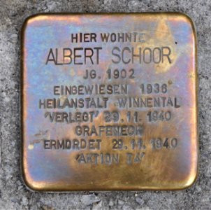 Stolperstein für Albert Schoor, Wildunger Straße 46, Bad Cannstatt, Stuttgart