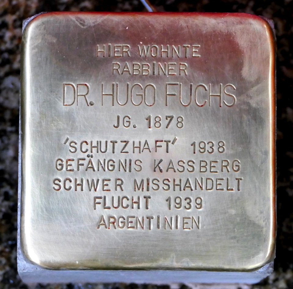 Stolperstein für Dr. Hugo Fuchs, Agricolastrasse 15, Chemnitz (1)