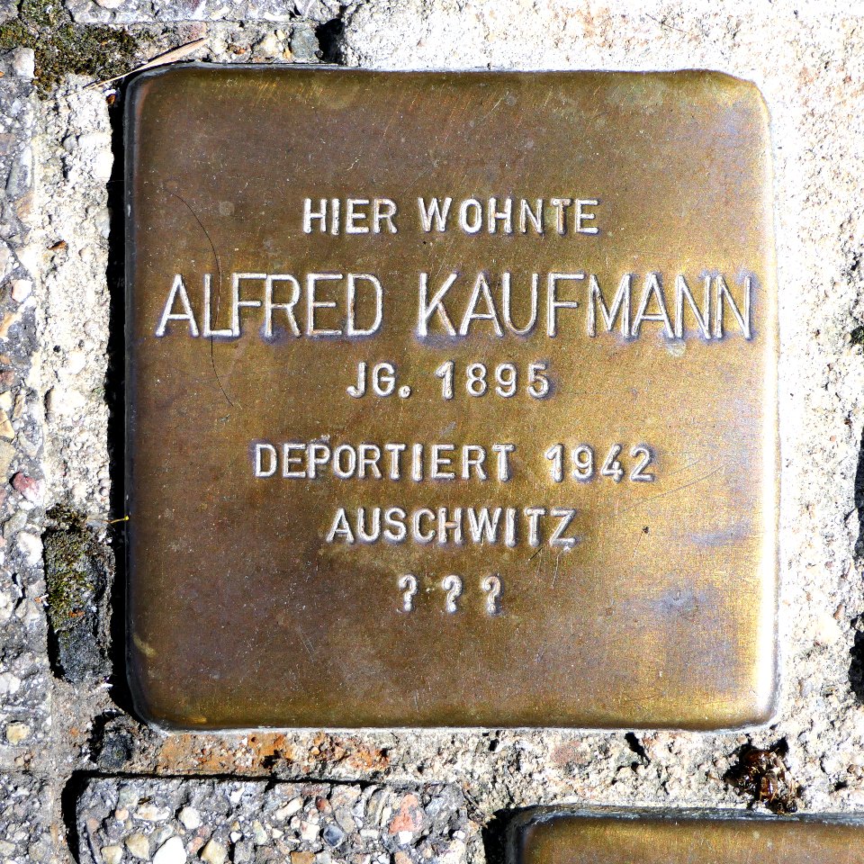 Stolperstein für Alfred Kaufmann, Hallstrasse 28, Bad Cannstatt, Stuttgart