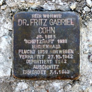 Stolperstein für Dr. Fritz Gabriel Cohn, Eulitzstrasse 5-7, Chemnitz