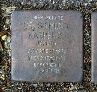 Stolperstein für Dr. Sigmund Karpeles, Elsaweg 33, Degerloch, Stuttgart