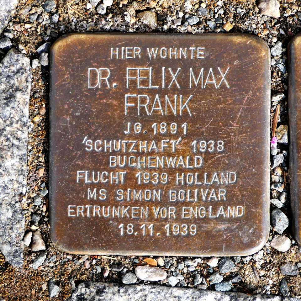 Stolperstein für Dr. Felix Max Frank, Hoffmannstrasse 52, Chemnitz