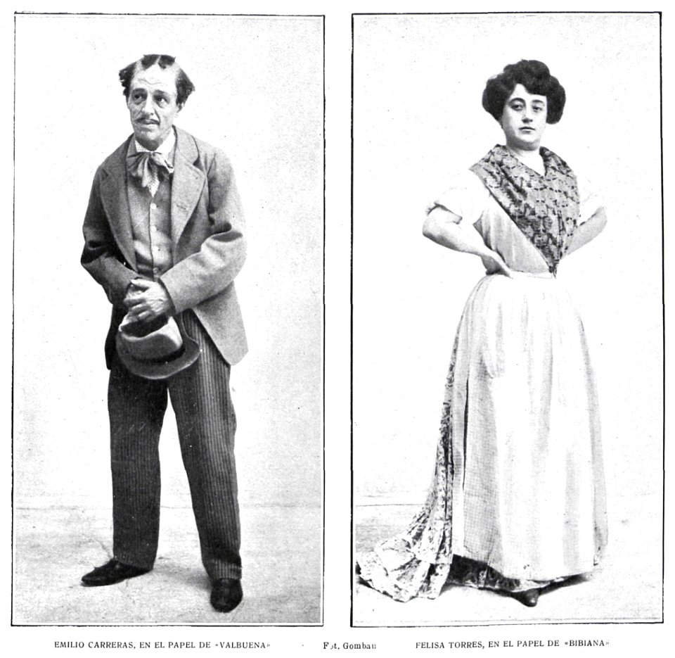 1904-07, El Teatro, Emilio Carreras y Felisa Torres, Gombau