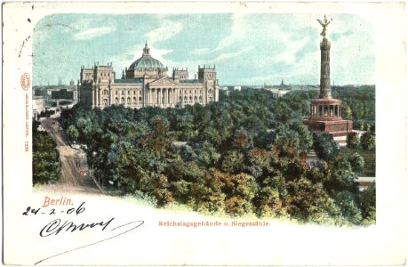 19060224 berlin reichstagsgebaude siegessaule photo