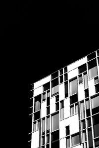 Black and white skyscraper black building