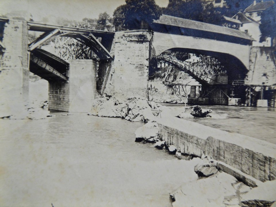 22 Laufenburg Leck am Fangdamm - Foto Karl Lang 7.3.1912, muss aber 1911 sein