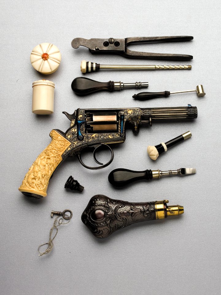 22. Perkusní revolver, firma A. V. Lebeda, Praha, 1854, Uměleckoprůmyslové muzeum v Praze