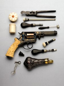 22. Perkusní revolver, firma A. V. Lebeda, Praha, 1854, Uměleckoprůmyslové muzeum v Praze