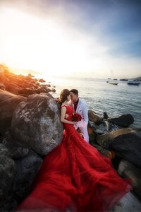 Field wedding photo beauty