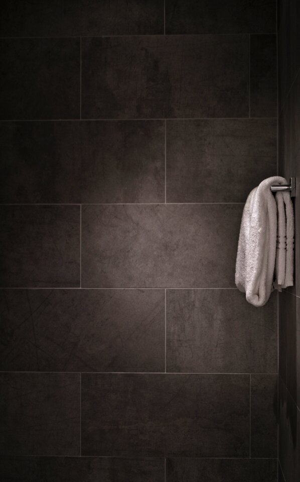 Towel rack brown bathroom