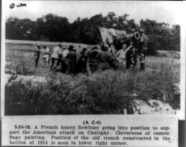 A French heavy howitzer going into position to support the American attack on Cantigny LCCN2002711435