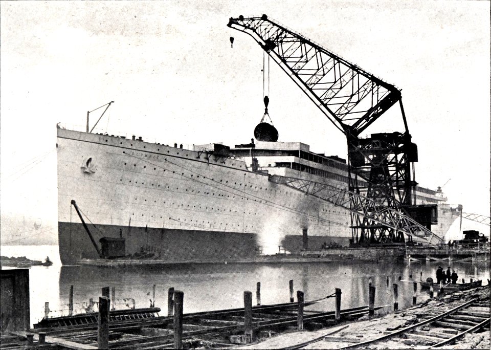 A Floating Crane lifting a Boiler on board the Olympic, 9 November 1910, Fig 41 (The Shipbuilder special numbers Olympic)