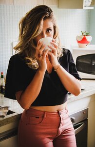 Sexy drinking coffee photo