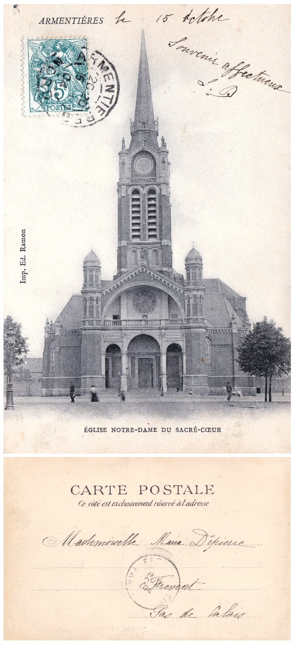 Armentières — Église Notre Dame du Sacré Cœur - verso & recto
