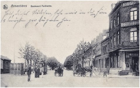 Armentières -entrée du Boulevard Faidherbe-. Lettre d'un militaire allemand durant la 1ère Guerre Mondiale 02