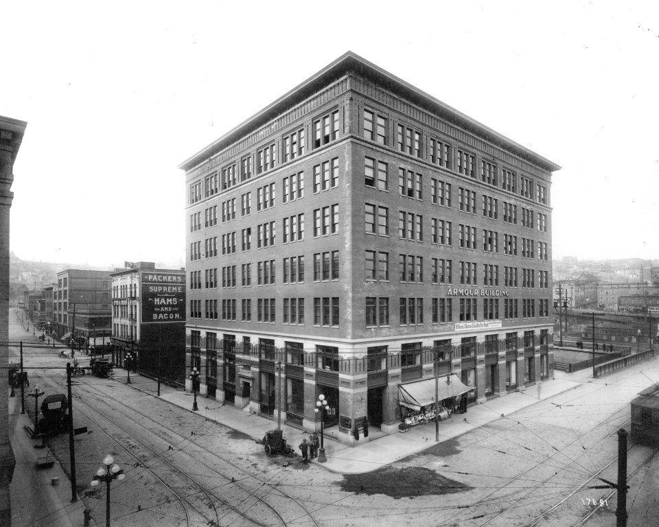 Armour Building, northeast corner of 3rd Ave S and Jackson St, Seattle, 1910 (CURTIS 2099)