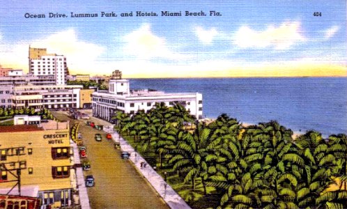 Army Air Forces - Postcard - Miami Beach Training Center - -Ocean Drive Lummus Park and Hotels photo