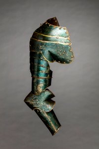 Armskena av grönmålad järnplåt, 1700-talets slut - Livrustkammaren - 107060