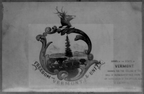 Arms of the State of Vermont, drawn for the ceiling of the Hall of Representatives from an impression of the seal by J.A. Oental LCCN2002718300 photo