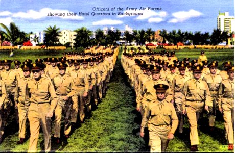 Army Air Forces - Postcard - Miami Beach Training Center - Parade Marching photo