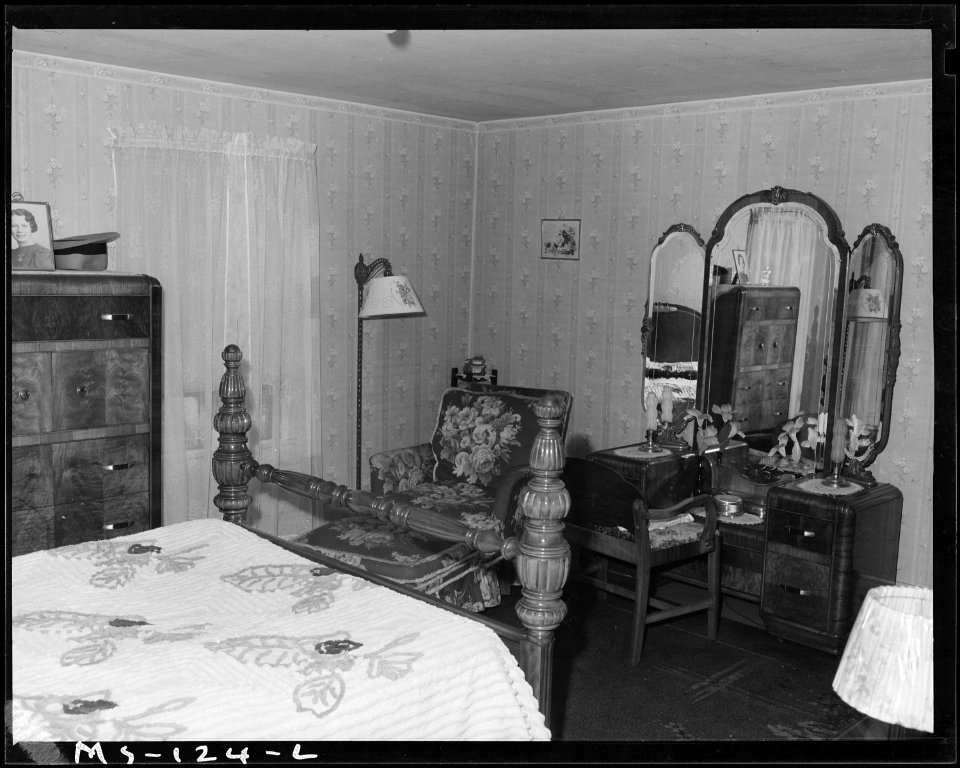 Bedroom in home of Draper Gump, miner, who lives in company house. Industrial Collieries Corporation, Barrackville... - NARA - 540289