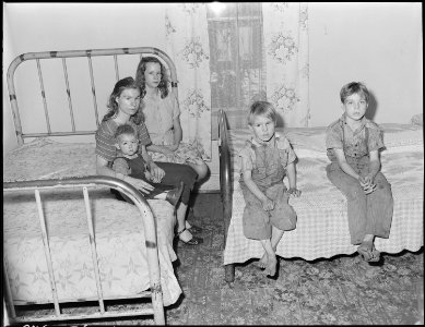 Bedroom in home of Murray Price, miner, six people sleep in these two beds. One larger boy is missing in picture. He... - NARA - 541268