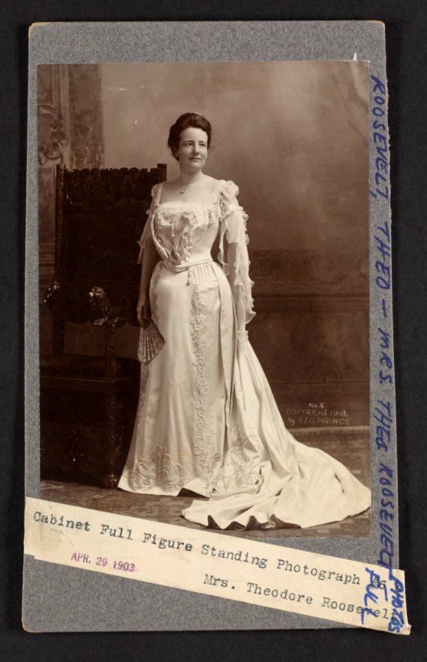 Cabinet full figure standing photograph -6, Mrs. Theodore Roosevelt LCCN2013651218