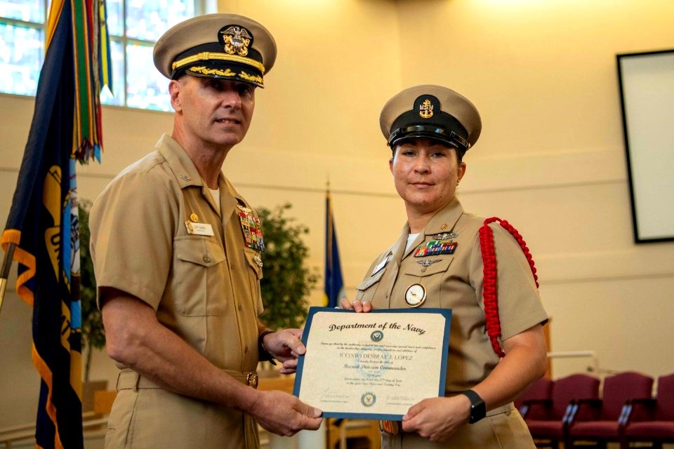 CAPT Sandin awarding RDC certificate to ICC Lopez, June 2021
