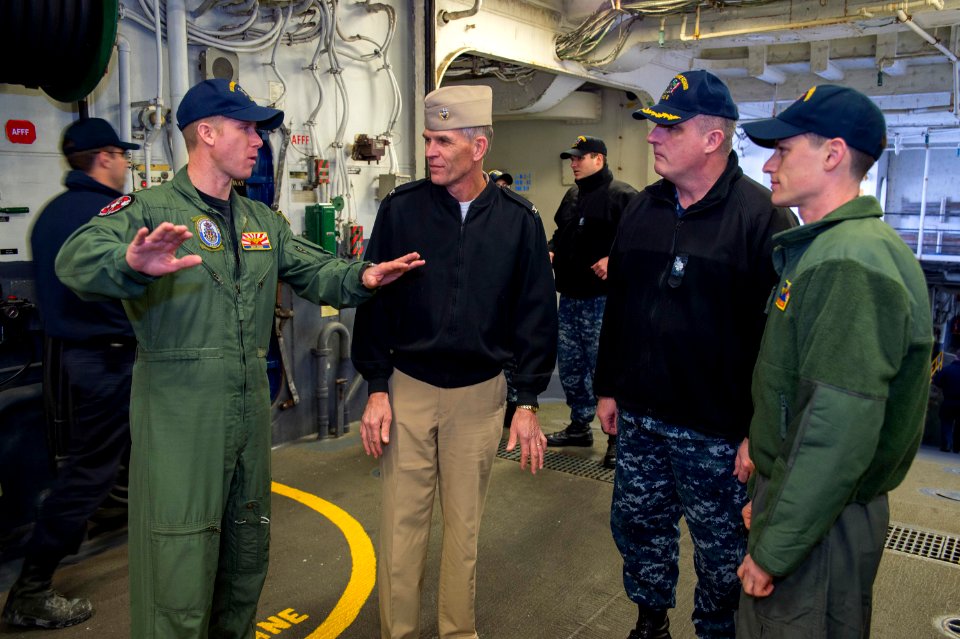 Capt David O. Bynum, chaplain, U.S. Pacific Fleet, tours USS Bonhomme Richard (LHD 6) 170214-N-XK809-266