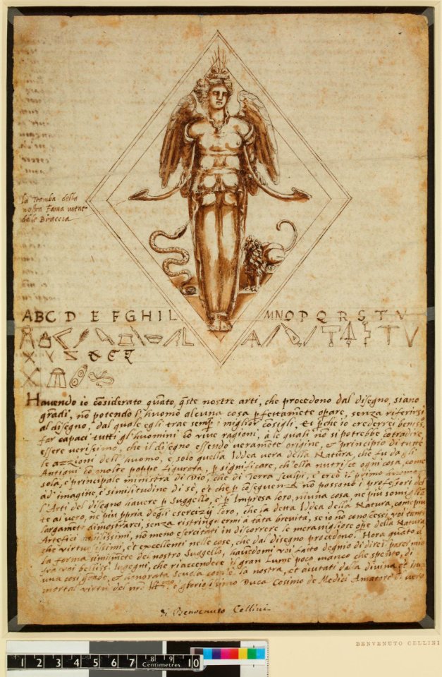Cellini - Project for a seal of the Accademia del Disegno, representing a classical personification of nature, within a lozenge, 1860,0616.18, 1188779001