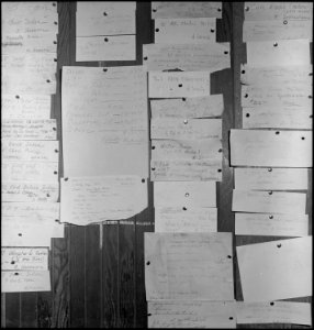 Centerville, California. Bulletin board in Japanese American Citizens League office, during period . . . - NARA - 537600