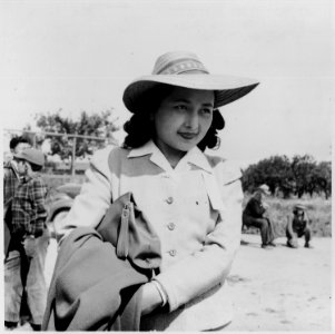 Centerville, California. This girl, who worked as a strawberry picker on an Alameda County farm, aw . . . - NARA - 537569 photo